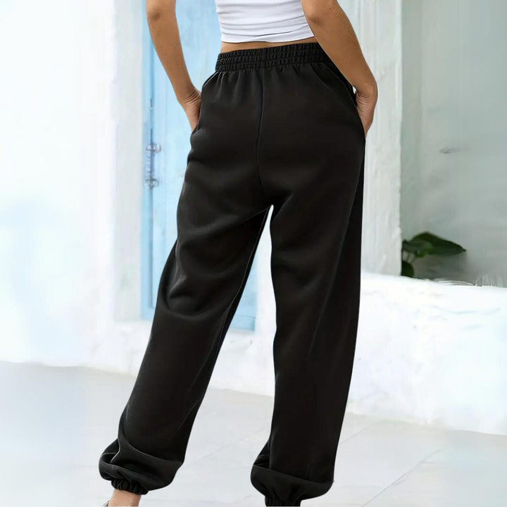 Velvetta | Relaxte Joggingbroek met Hoge Taille en Wijde Pijpen voor Dames-Joggingsbroek-Calora-Lichtgrijs-S-Calora