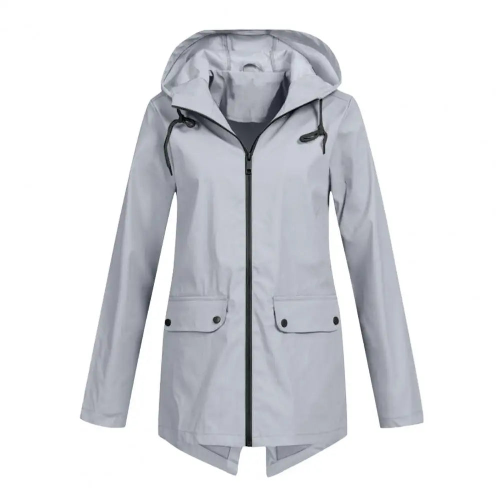 Venetia | Winddichte halflange regenjas dames met capuchon-Zomer Jassen-Calora-Grijs-S-Calora