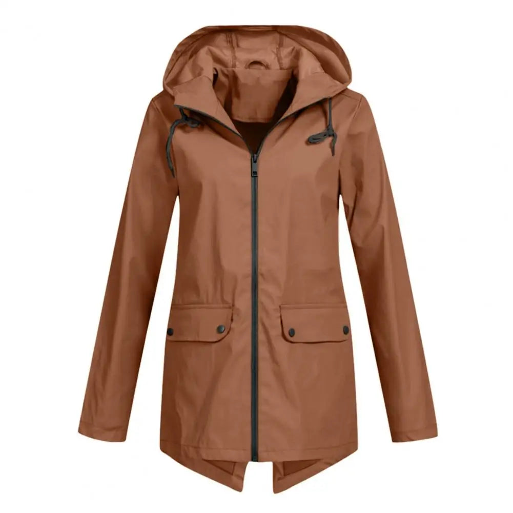Venetia | Winddichte halflange regenjas dames met capuchon-Zomer Jassen-Calora-Koffie-S-Calora