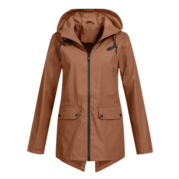 Venetia | Winddichte halflange regenjas dames met capuchon-Zomer Jassen-Calora-Koffie-S-Calora