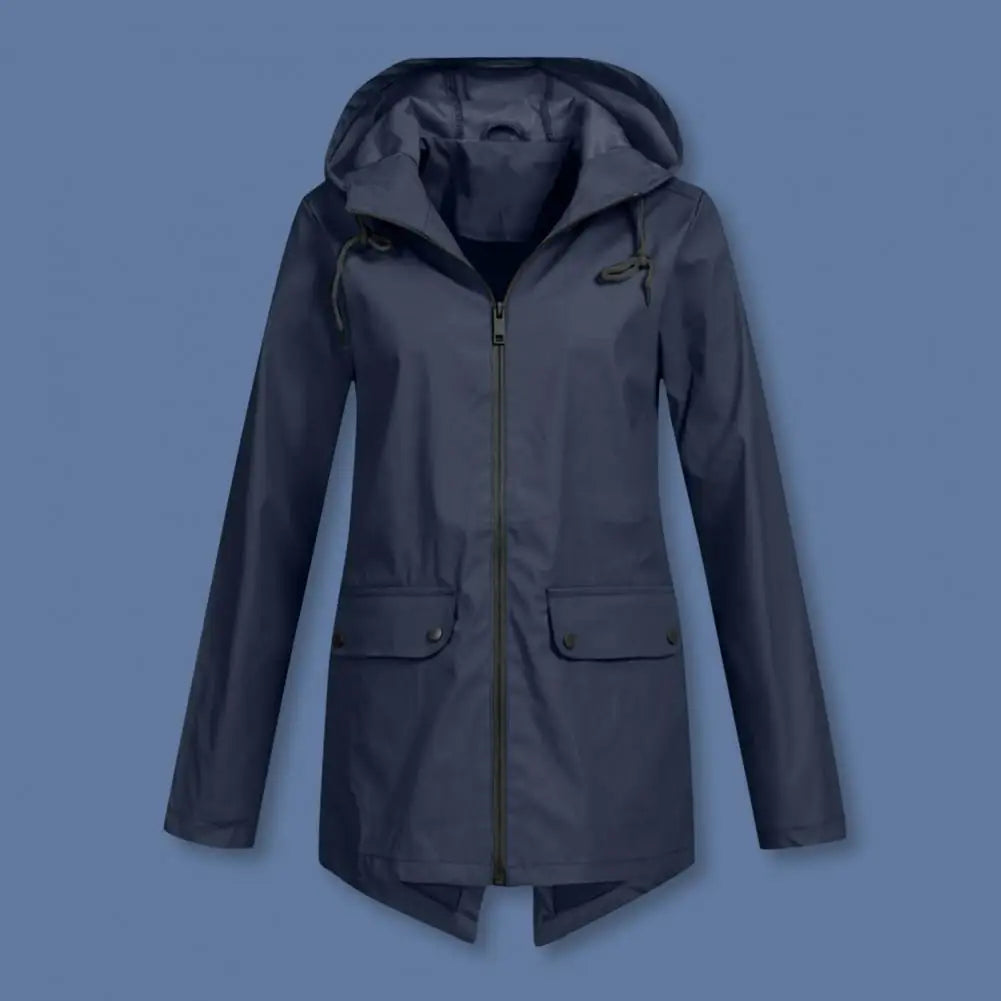 Venetia | Winddichte halflange regenjas dames met capuchon-Zomer Jassen-Calora-Marineblauw-S-Calora