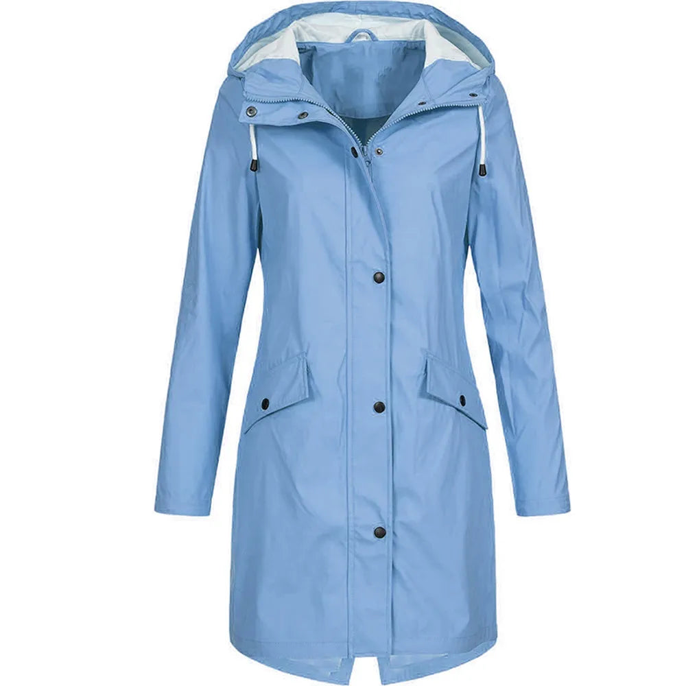 Vera | Waterdichte, winddichte regenjas voor dames-Zomer Jassen-Calora-Hemelsblauw-S-Calora