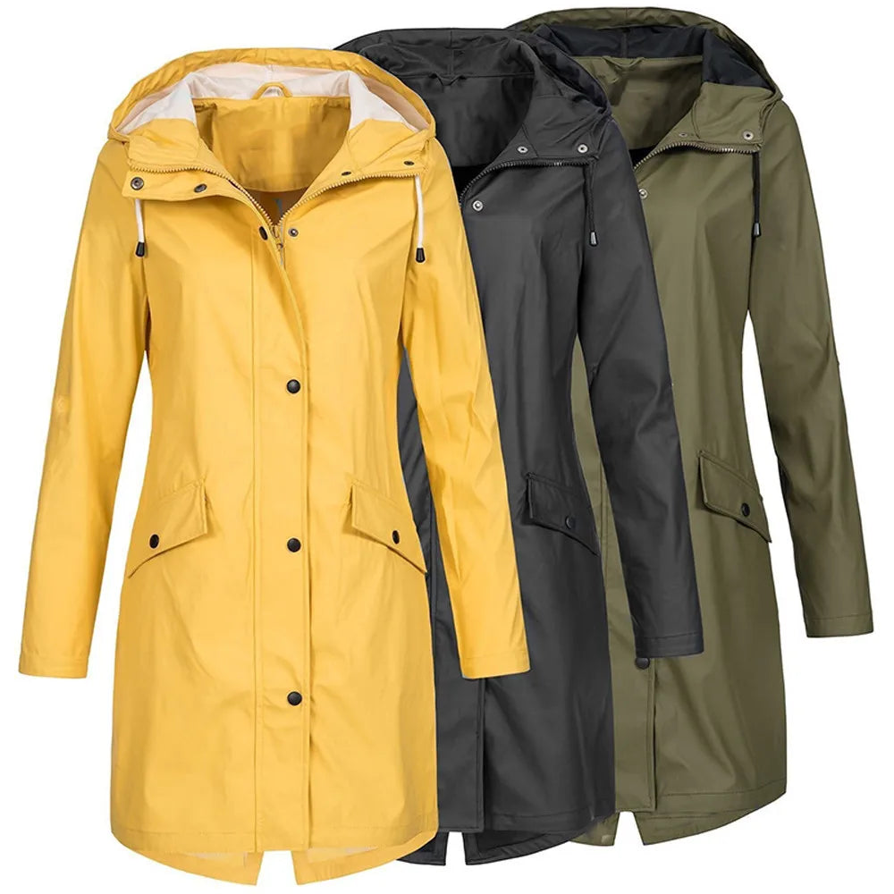 Vera | Waterdichte, winddichte regenjas voor dames-Zomer Jassen-Calora-Legergroen-S-Calora