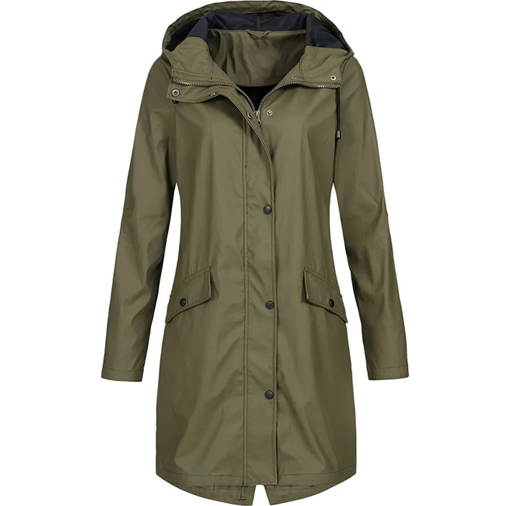 Vera | Waterdichte, winddichte regenjas voor dames-Zomer Jassen-Calora-Legergroen-S-Calora