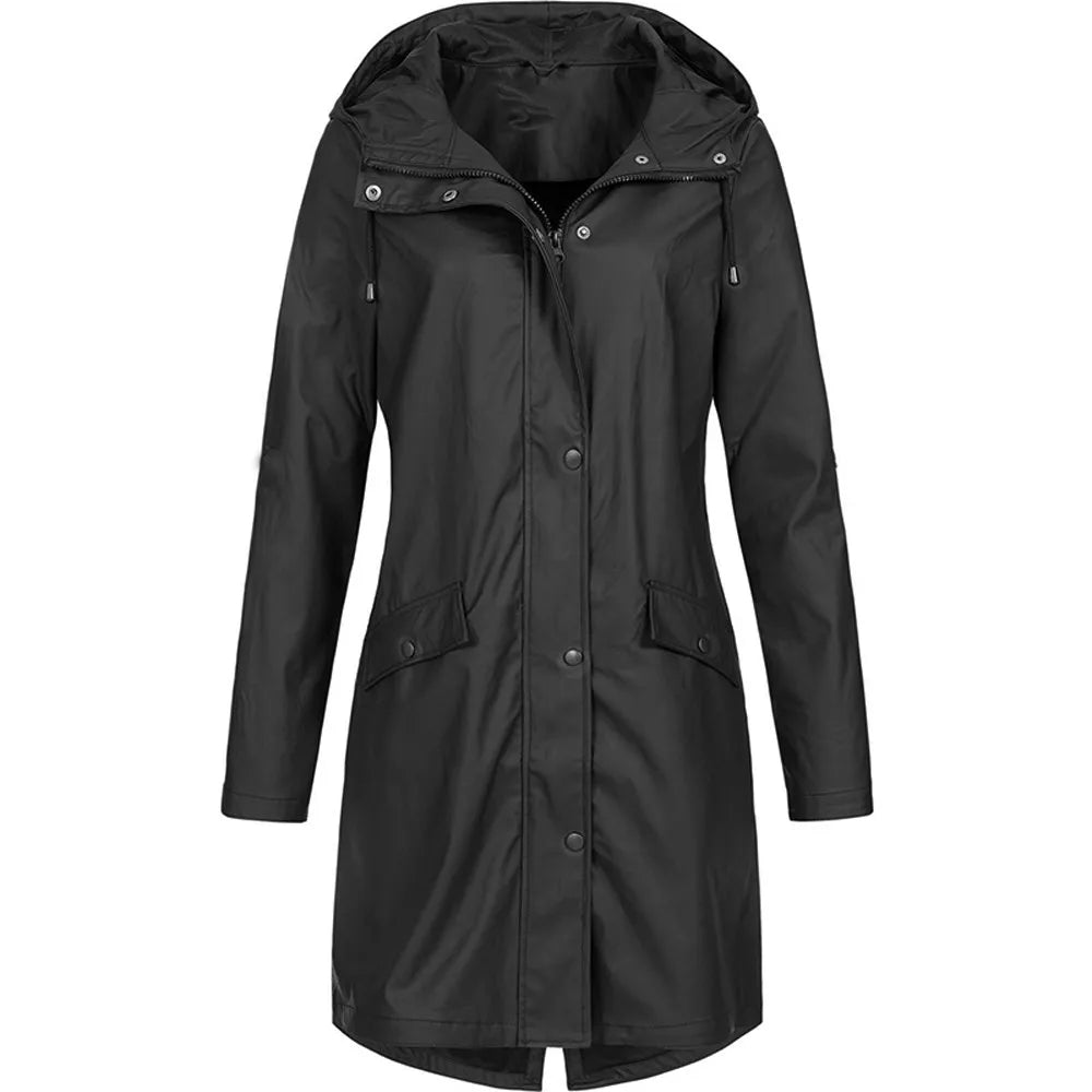 Vera | Waterdichte, winddichte regenjas voor dames-Zomer Jassen-Calora-Zwart-S-Calora