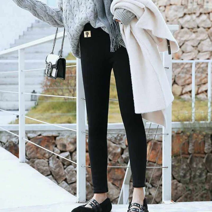 Vernova | Warme Hoge Waist Legging Yoga Broek-Sportkleding & Accessoires-Calora-Zwart Kat-S-Calora