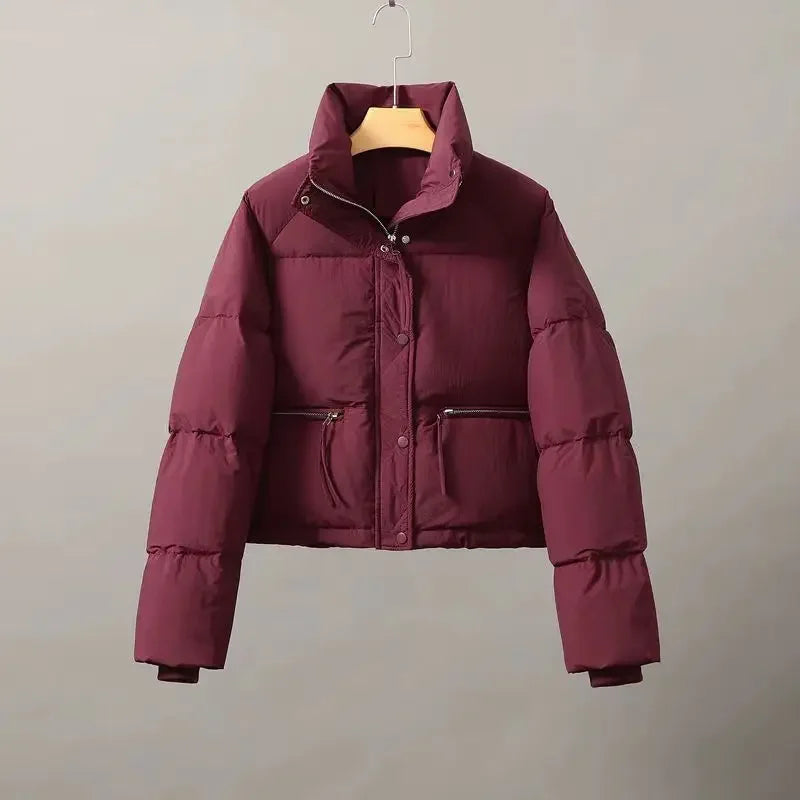 Veronique | Dames winterjas met opstaande kraag-Zomer Jassen-Calora-Rood-M-Calora