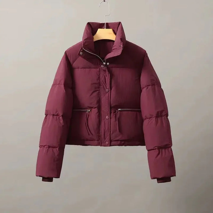 Veronique | Dames winterjas met opstaande kraag-Zomer Jassen-Calora-Rood-M-Calora