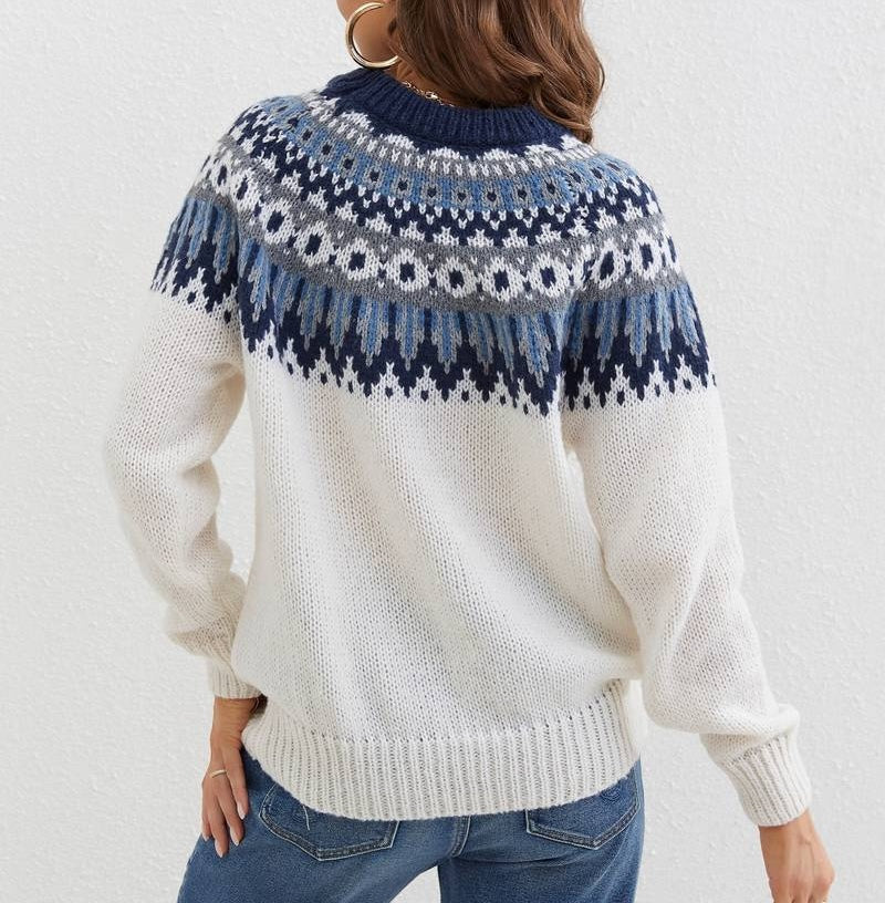 Versalina | Stijlvolle trui met etnisch patroon-Blazers & Vesten-Calora-Blauw-S-Calora