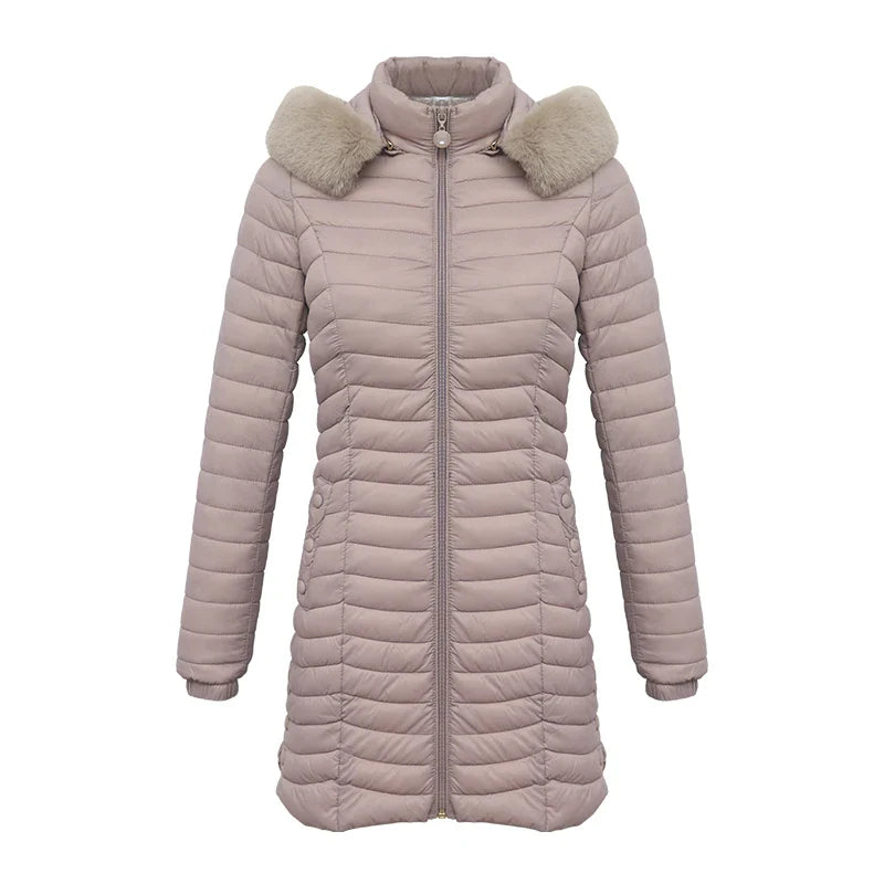 Victoire | Lichtgewicht gewatteerde jas met capuchon en zakken-Zomer Jassen-Calora-Beige-S-Calora
