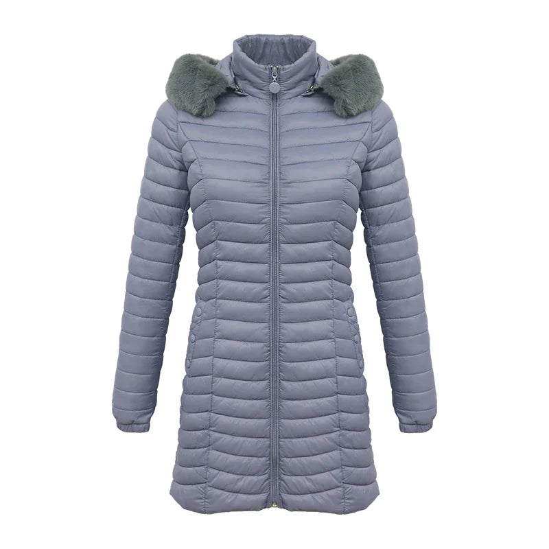 Victoire | Lichtgewicht gewatteerde jas met capuchon en zakken-Zomer Jassen-Calora-Blauw-S-Calora