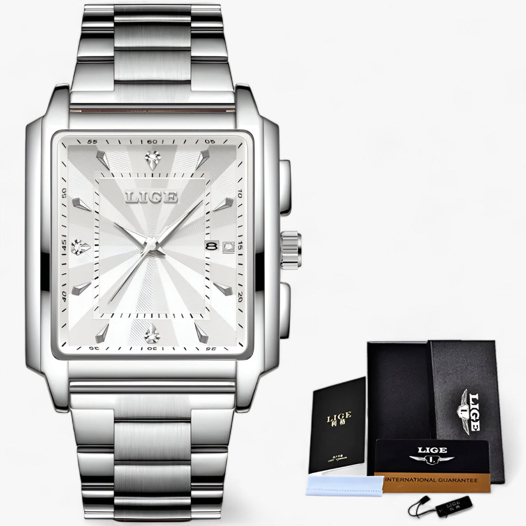 Vierkant Waterdicht premium Horloge-Horloges-Calora-Zilver Wit-Calora