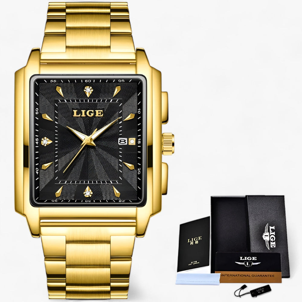 Vierkant Waterdicht premium Horloge-Horloges-Calora-Zwart Goud-Calora
