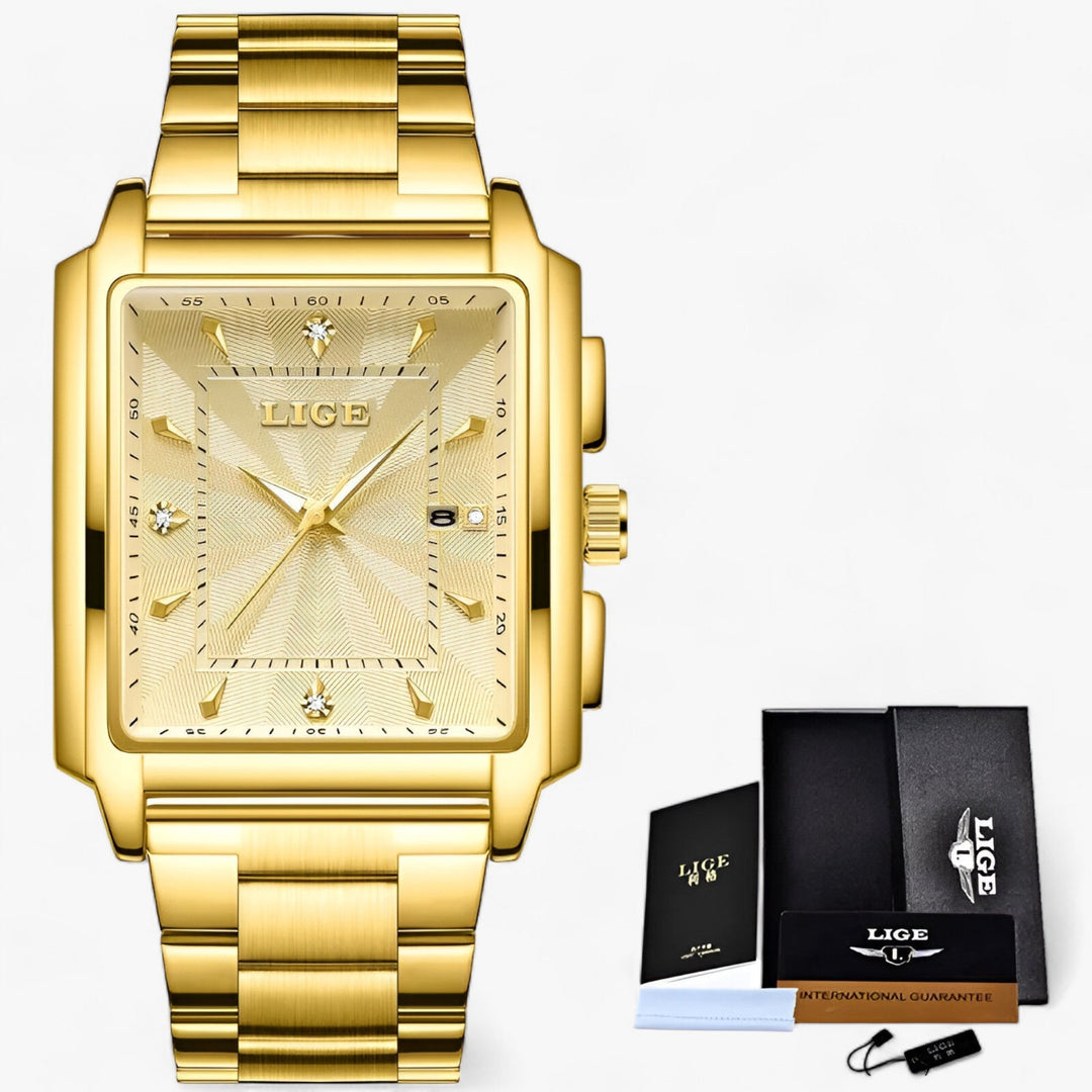 Vierkant Waterdicht premium Horloge-Horloges-Calora-Zwart Goud-Calora