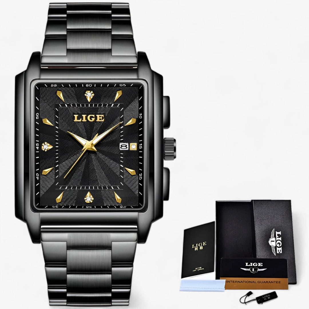 Vierkant Waterdicht premium Horloge-Horloges-Calora-Zwart Goud-Calora