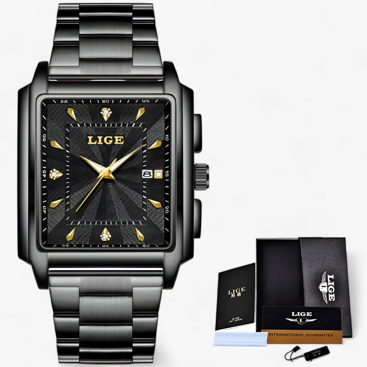 Vierkant Waterdicht premium Horloge-Horloges-Calora-Zwart Goud-Calora