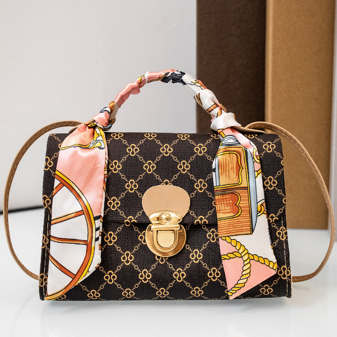 CALORA_ Vierkante Cross-Body Handtas met Bloemenpatroon
