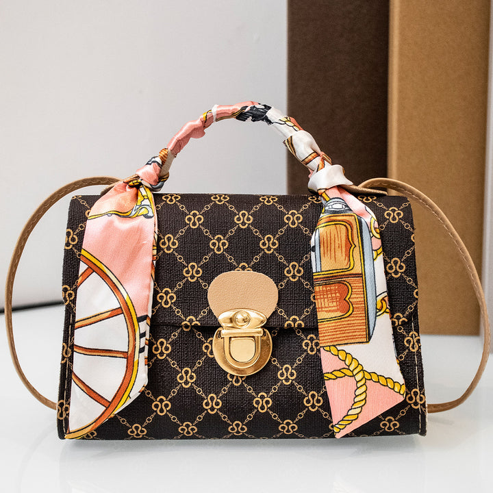 CALORA_ Vierkante Cross-Body Handtas met Bloemenpatroon