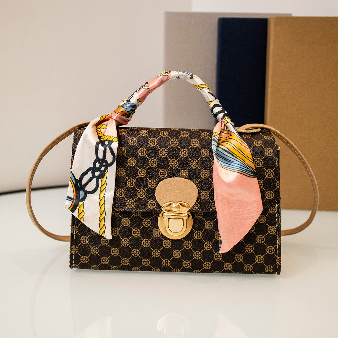 CALORA_ Vierkante Cross-Body Handtas met Bloemenpatroon