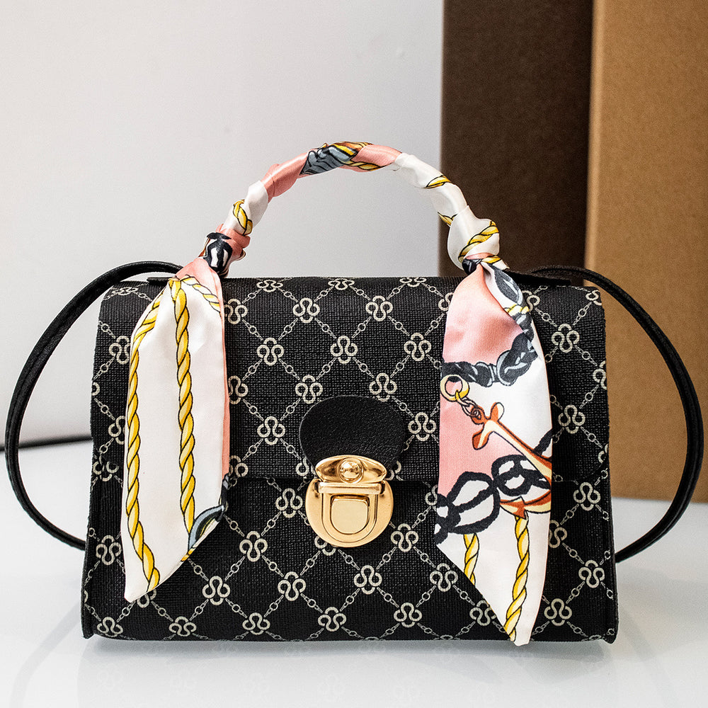 CALORA_ Vierkante Cross-Body Handtas met Bloemenpatroon