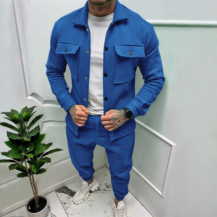 CALORA_ Vincenzo & Co | 2-delige Suede Set Overhemd en Pantalon