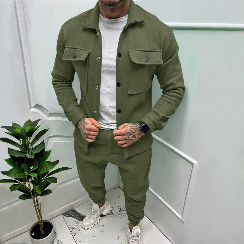 CALORA_ Vincenzo & Co | 2-delige Suede Set Overhemd en Pantalon