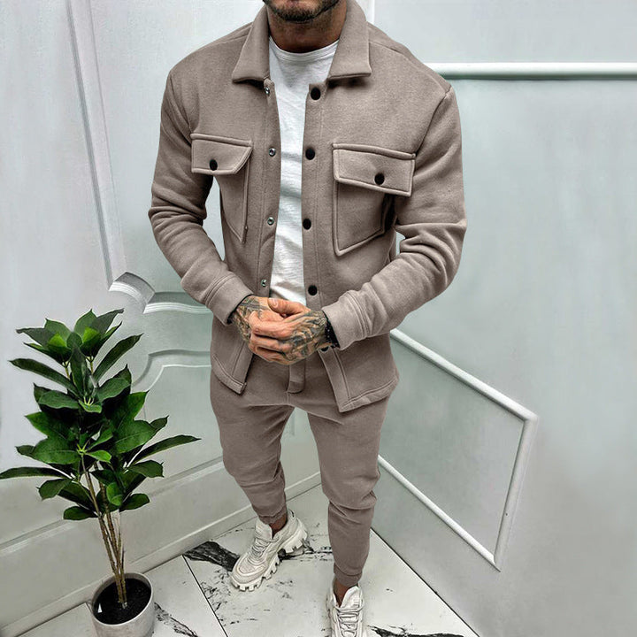 CALORA_ Vincenzo & Co | 2-delige Suede Set Overhemd en Pantalon