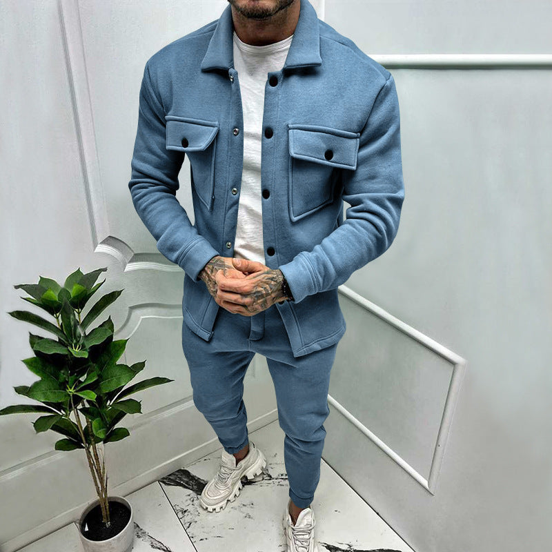 CALORA_ Vincenzo & Co | 2-delige Suede Set Overhemd en Pantalon