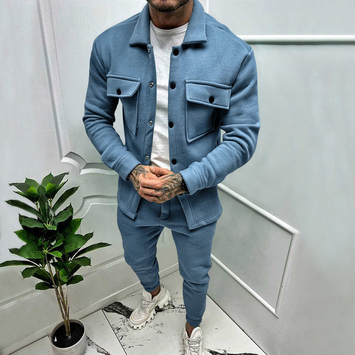 CALORA_ Vincenzo & Co | 2-delige Suede Set Overhemd en Pantalon