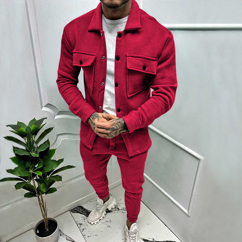 CALORA_ Vincenzo & Co | 2-delige Suede Set Overhemd en Pantalon