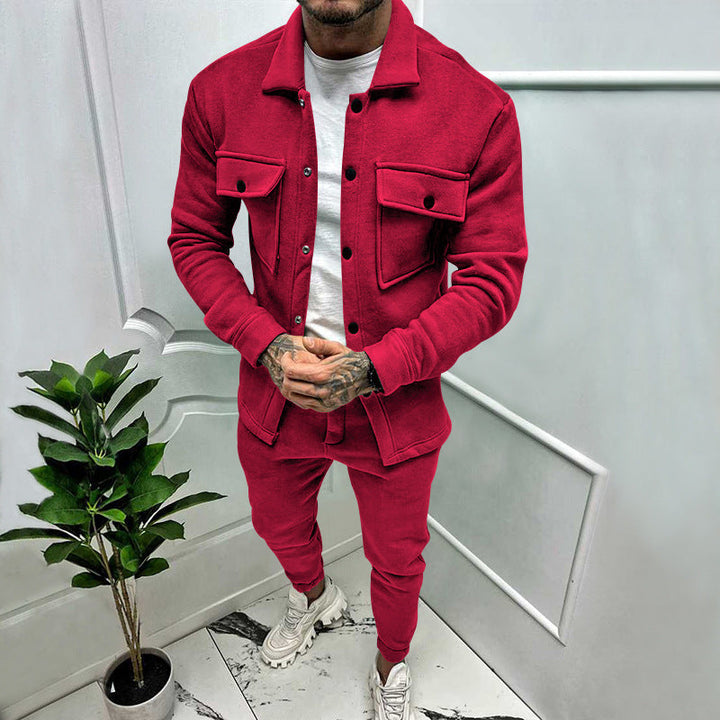 CALORA_ Vincenzo & Co | 2-delige Suede Set Overhemd en Pantalon