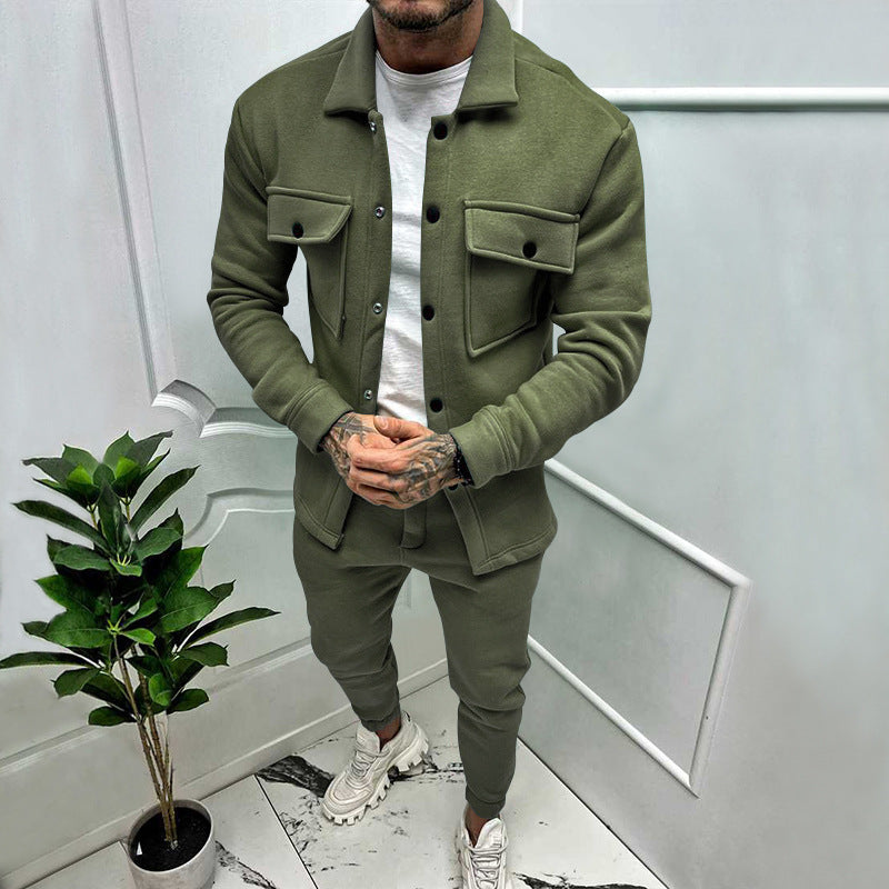 CALORA_ Vincenzo & Co | 2-delige Suede Set Overhemd en Pantalon