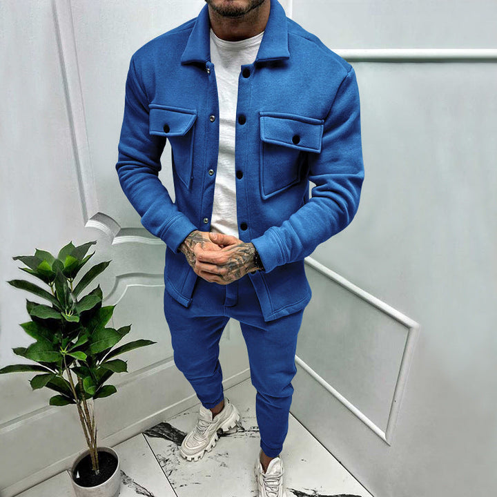 CALORA_ Vincenzo & Co | 2-delige Suede Set Overhemd en Pantalon
