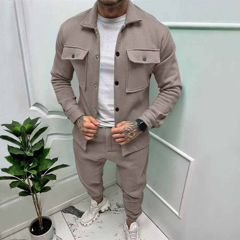 CALORA_ Vincenzo & Co | 2-delige Suede Set Overhemd en Pantalon