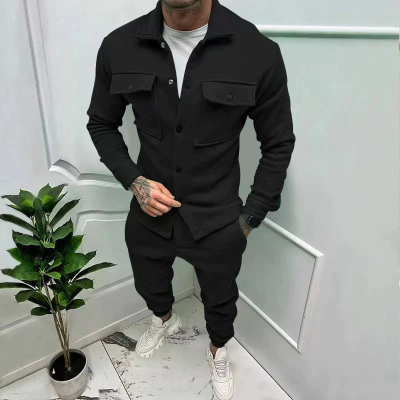 CALORA_ Vincenzo & Co | 2-delige Suede Set Overhemd en Pantalon