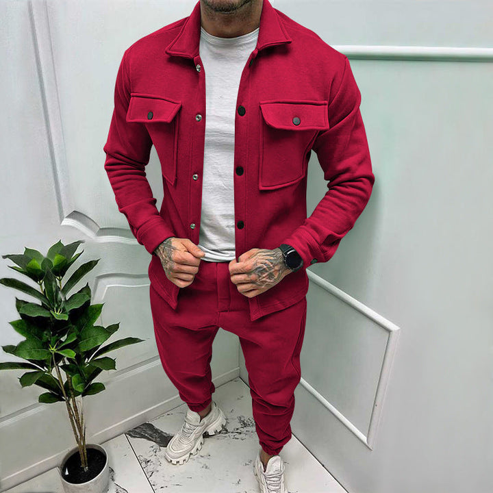 CALORA_ Vincenzo & Co | 2-delige Suede Set Overhemd en Pantalon