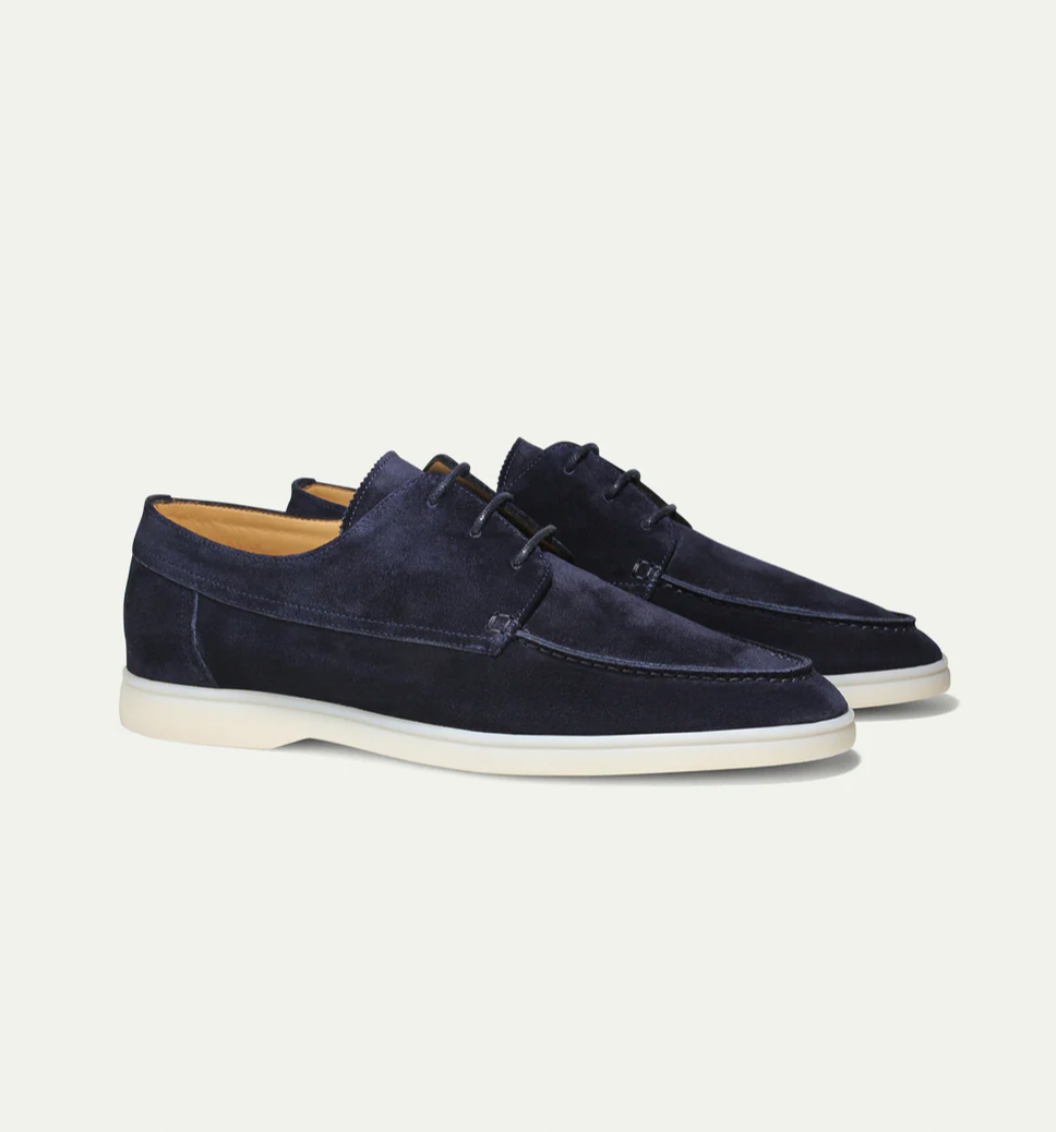 Vincenzo | Comfortabele Suede Leren Loafers witte zool-Loafers-Calora-Donkerblauw-39-Calora