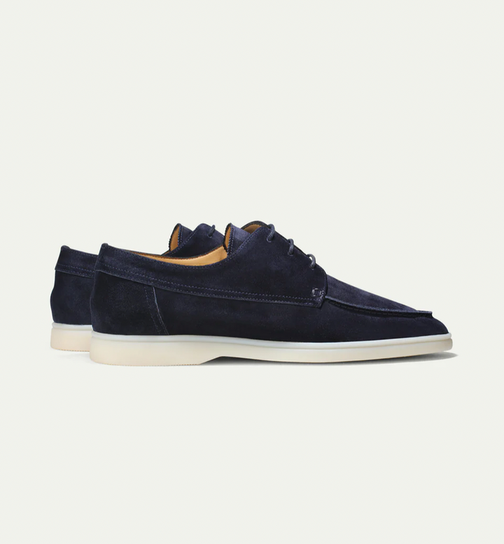 Vincenzo | Comfortabele Suede Leren Loafers witte zool-Loafers-Calora-Donkerblauw-39-Calora