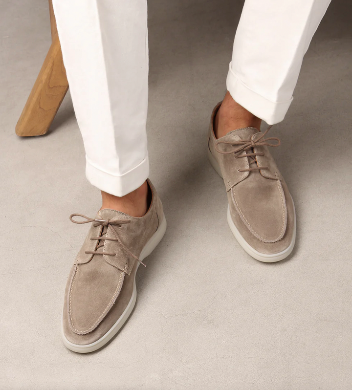 Vincenzo | Comfortabele Suede Leren Loafers witte zool-Loafers-Calora-Donkerblauw-39-Calora