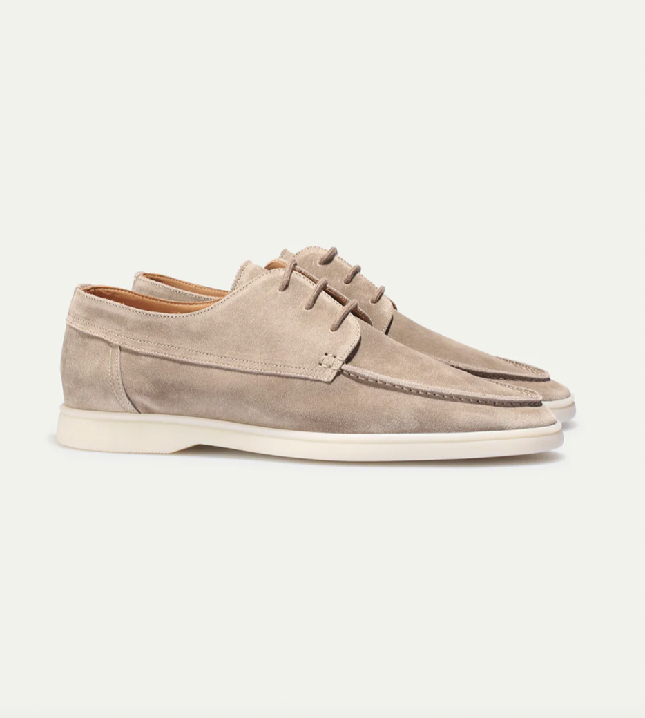 Vincenzo | Comfortabele Suede Leren Loafers witte zool-Loafers-Calora-Licht Beige-39-Calora
