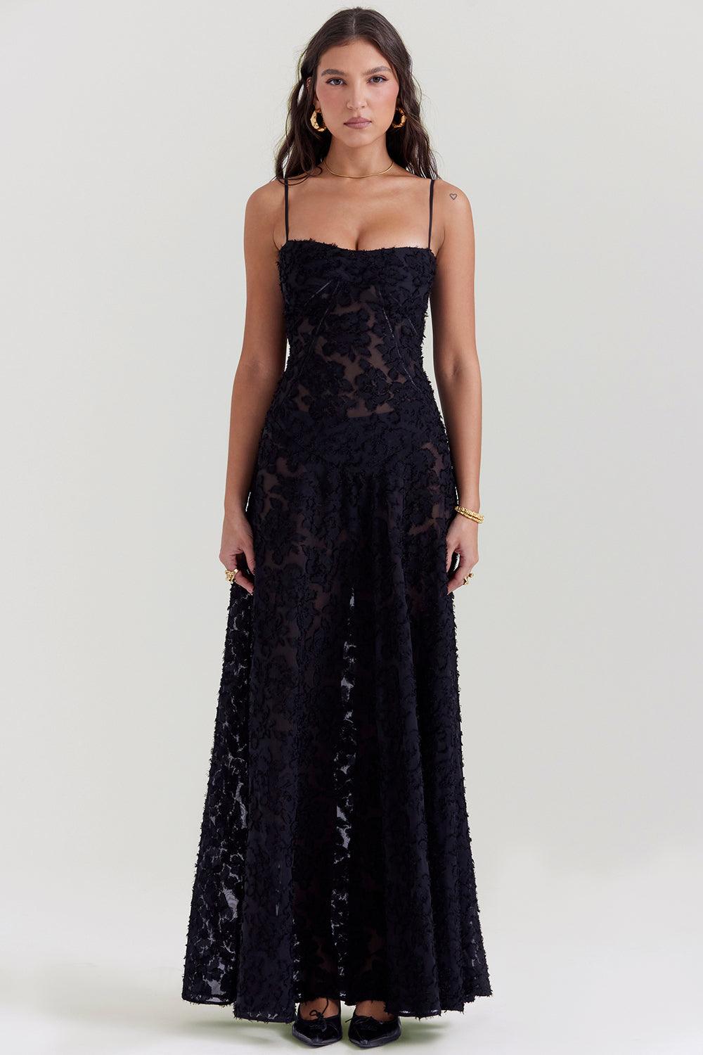 Vintage crèmekleurige maxi jurk met kanten achterkant-Zomer Jurken-Calora-Wit-XS-Calora