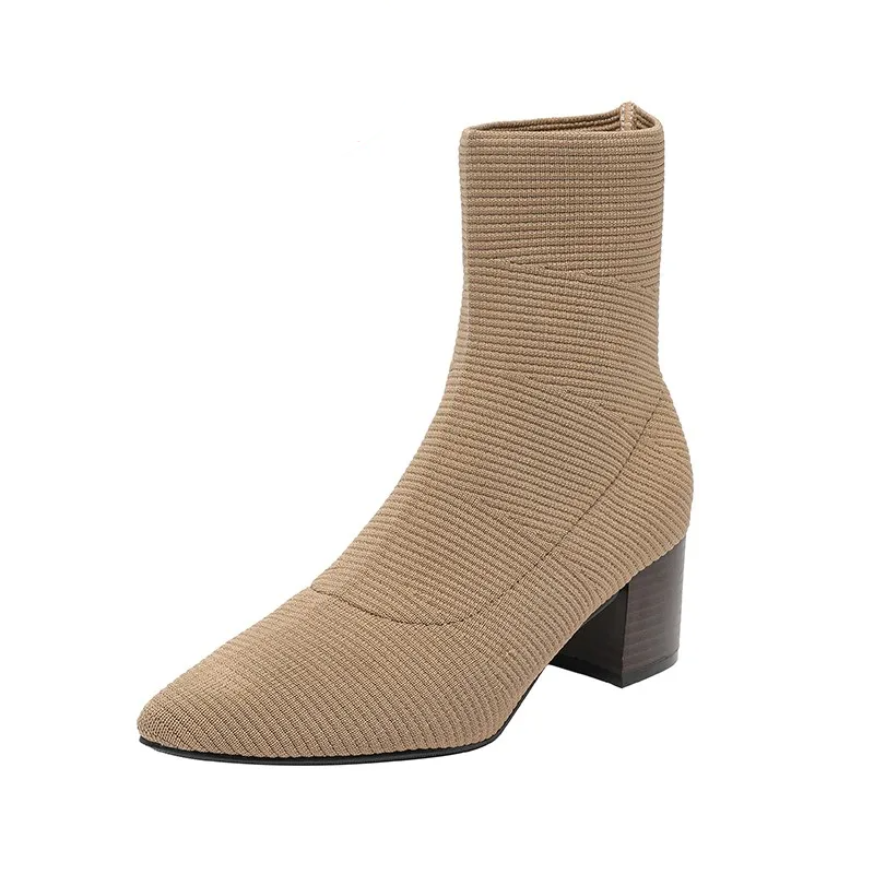 Vionna | Elegante dameslaarzen met hoge hak-Laarzen-Calora-Beige-32-Calora