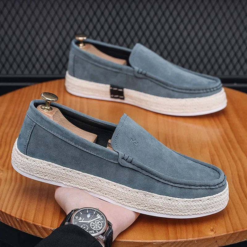 Vireo | fluweel-suède canvas slip-on Loafers-Loafers-Calora-Blauw-39-Calora