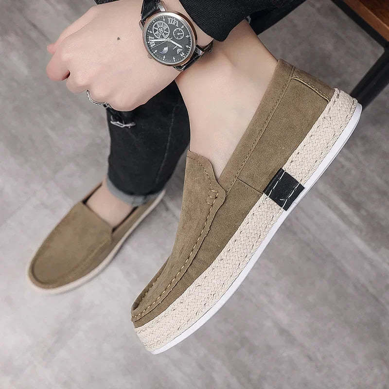 Vireo | fluweel-suède canvas slip-on Loafers-Loafers-Calora-Blauw-39-Calora