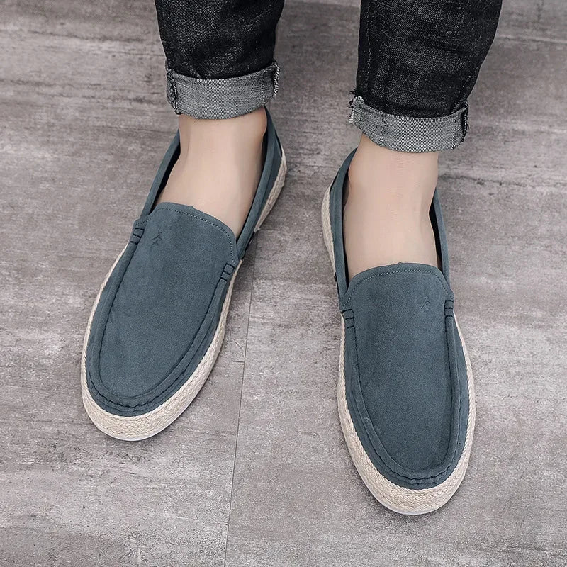 Vireo | fluweel-suède canvas slip-on Loafers-Loafers-Calora-Blauw-39-Calora