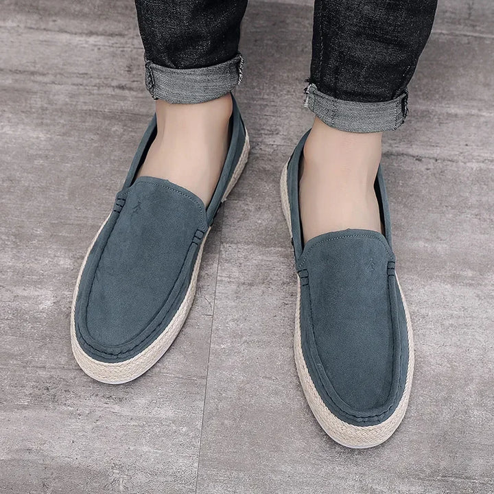 Vireo | fluweel-suède canvas slip-on Loafers-Loafers-Calora-Blauw-39-Calora