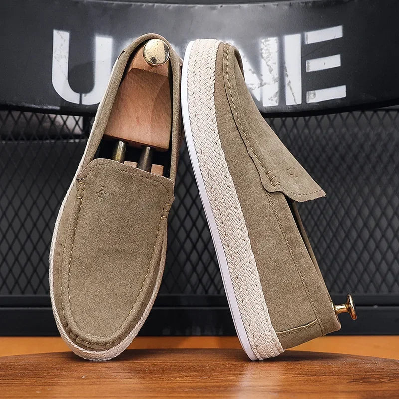 Vireo | fluweel-suède canvas slip-on Loafers-Loafers-Calora-Blauw-39-Calora
