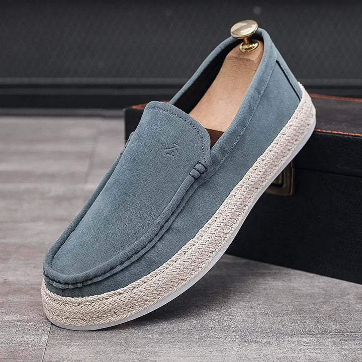 Vireo | fluweel-suède canvas slip-on Loafers-Loafers-Calora-Blauw-39-Calora