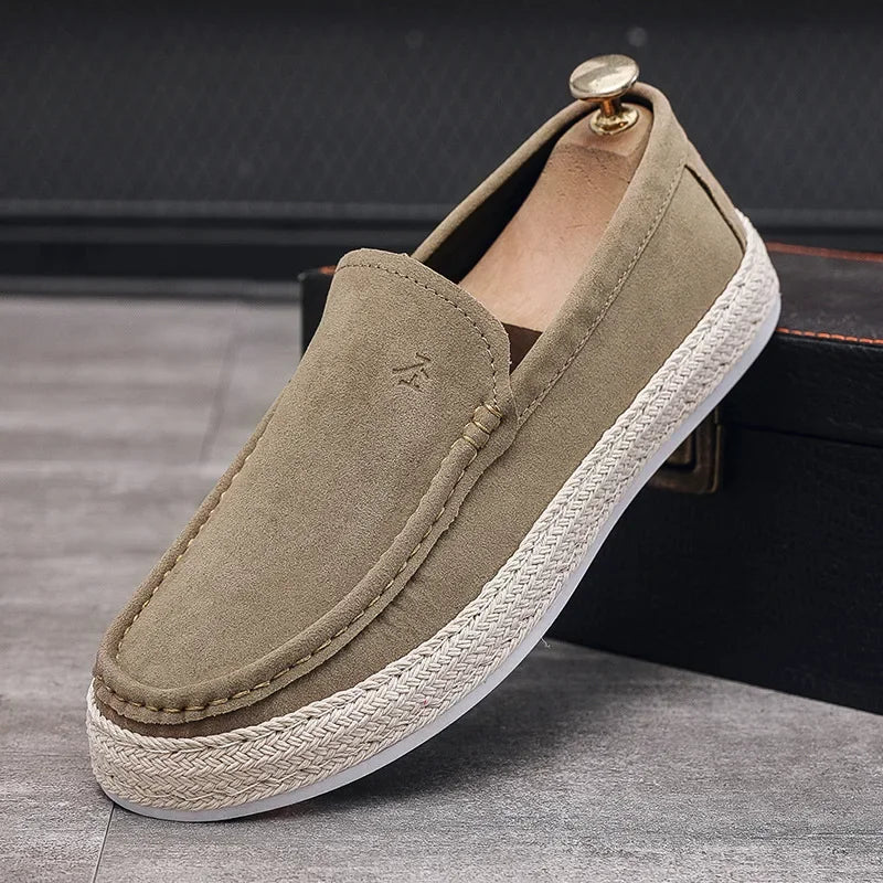 Vireo | fluweel-suède canvas slip-on Loafers-Loafers-Calora-Khaki-39-Calora
