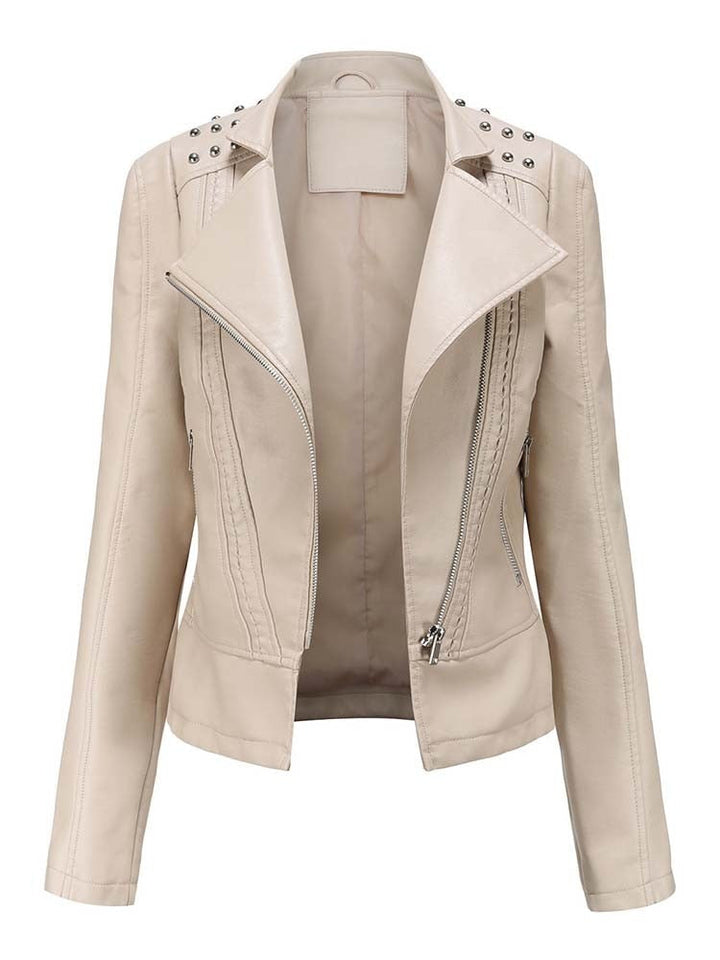 Vita | Stijlvolle PU leren jas voor dames-Leren Jassen-Calora-Beige-S-Calora